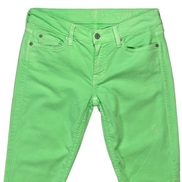 7 For All Mankind Jeans Womens Size 30 Spring Green Skinny Cropped Stretchy - Picture 2 of 13